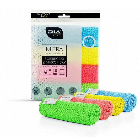 ERLA Mifra mikrofiiber puhastuslappide komplekt 4tk (30x30cm)