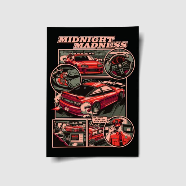 Midnight Madness S13 Supra E36 Poster