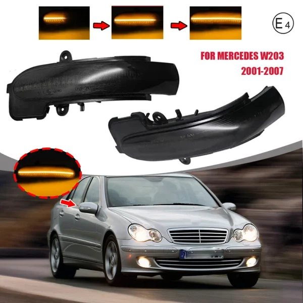 Mercedes-Benz W203 "smoked" peegli dünaamilised LED suunatuled
